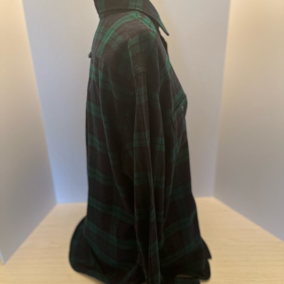 Eddie Bauer Men's Plaid Flannel Button Down Shirt Size L Blue Green. - Picture 8 of 11